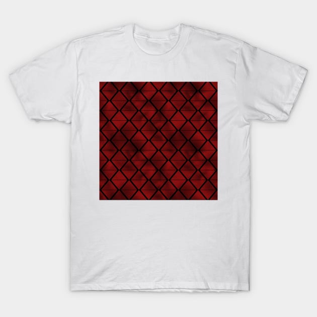 Lined Diamonds in Black and Ruby Red Vintage Faux Foil Art Deco Vintage Foil Pattern T-Shirt by podartist